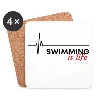 Schwimmen ist Leben. - Untersetzer (4er-Set) - Weiß - Vorne