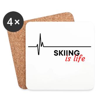 Skifahren ist Leben. - Untersetzer (4er-Set) - Weiß - Vorne