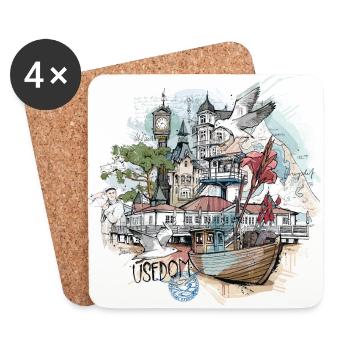 Usedom Illustration - Untersetzer (4er-Set) - Weiß - Vorne
