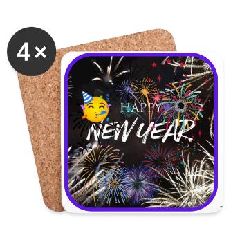 Happy New Year, colorful theme. - Coasters (set of 4) - white - Front