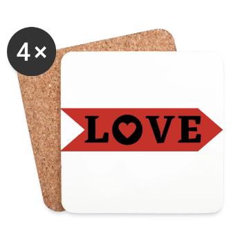 LOVE - Dessous de verre (lot de 4) - blanc - Devant