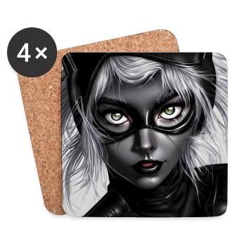 A girl in a black cat costume - Coasters (set of 4) - white - Front