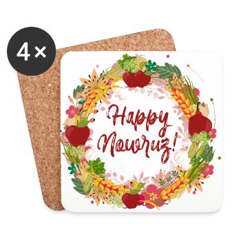 Nowruz,Happy Nowruz,kranz,gemüsekranz - Untersetzer (4er-Set) - Weiß - Vorne