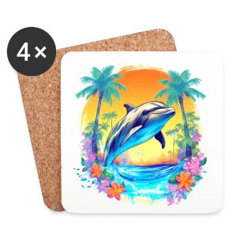 Palm Beach Dolphine - Dessous de verre (lot de 4) - blanc - Devant