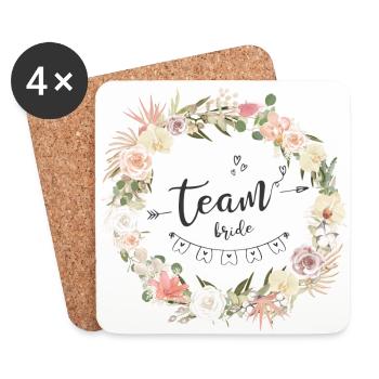 T-shirt EVJF Crown bohemian flower Team Bride - Coasters (set of 4) - white - Front