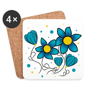 Blumenmuster Blumenranke Blume blumig floral - Untersetzer (4er-Set) - Weiß - Vorne