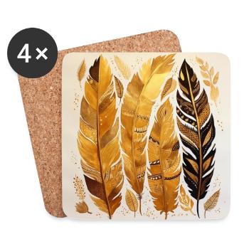 Boho Feathers - Coasters (set of 4) - white - Front
