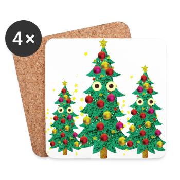 christmas tree, christmas tree, christmas, family, - Coasters (set of 4) - white - Front