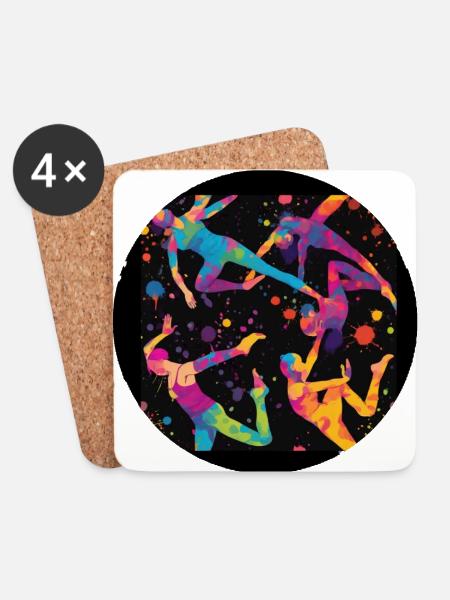 Tänzerin, tanzen, illustration, Tänzer, Graffiti - Untersetzer (4er-Set) - Weiß