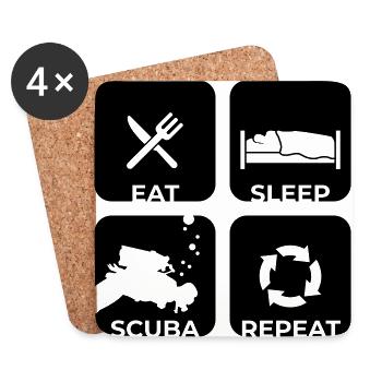 Manger Dormir Plongée Répéter - La plongée est ma vie - Dessous de verre (lot de 4) - blanc - Devant