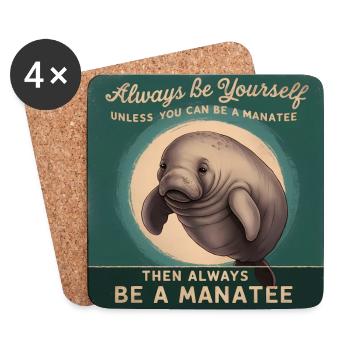 Sei Du selbst oder sei ein Manatee Lebensweisheit - Untersetzer (4er-Set) - Weiß - Vorne