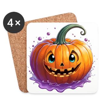 pumpkin kawai - Dessous de verre (lot de 4) - blanc - Devant