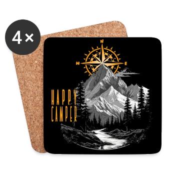Happy Camper Compass - Coasters (set of 4) - white - Front