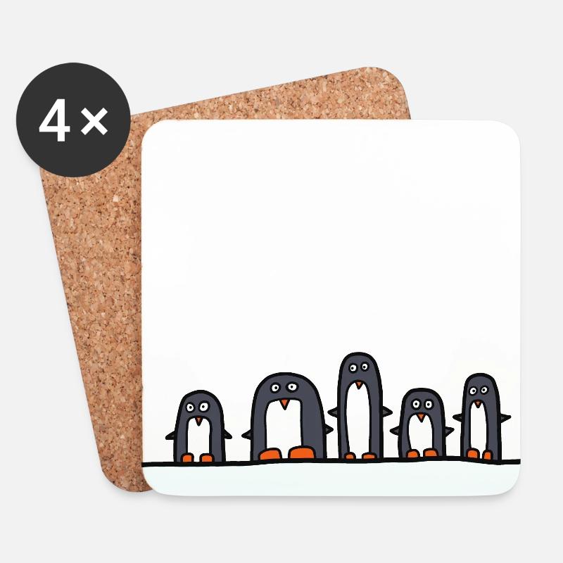 5 Pinguine - Untersetzer (4er-Set) - Weiß