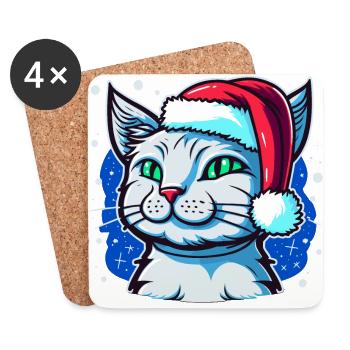 Cute Advent cat illustration, the ideal Advent - Coasters (set of 4) - white - Front