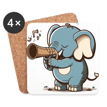 Éléphant de jazz - Dessous de verre (lot de 4) - blanc - Devant