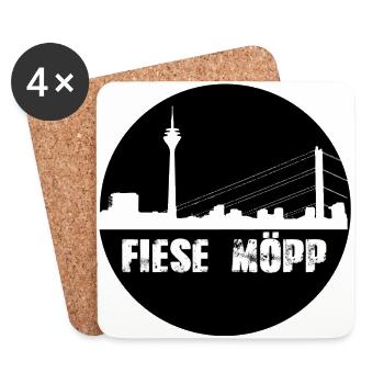 düsseldorf,skyline,kreis,fiese möpp - Untersetzer (4er-Set) - Weiß - Vorne