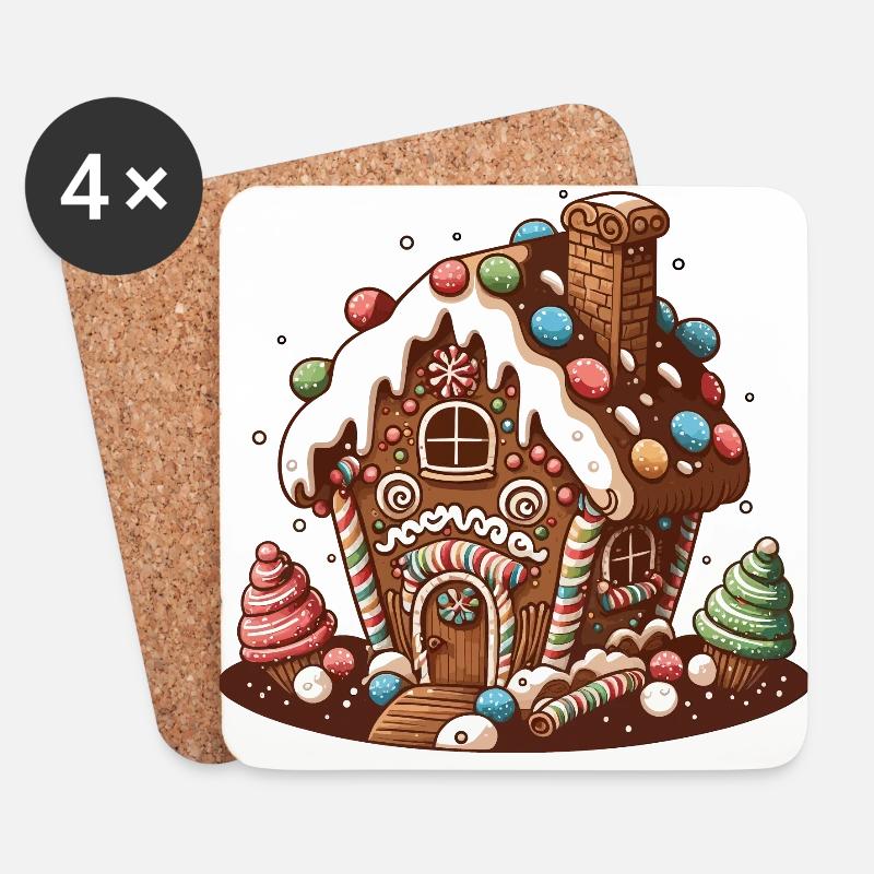 Süße Lebkuchen-Bleibe - Untersetzer (4er-Set) - Weiß