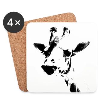 Girafe, gris, noir et blanc - Dessous de verre (lot de 4) - blanc - Devant