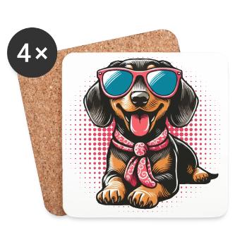 Cool stylish dachshund with sunglasses - Coasters (set of 4) - white - Front