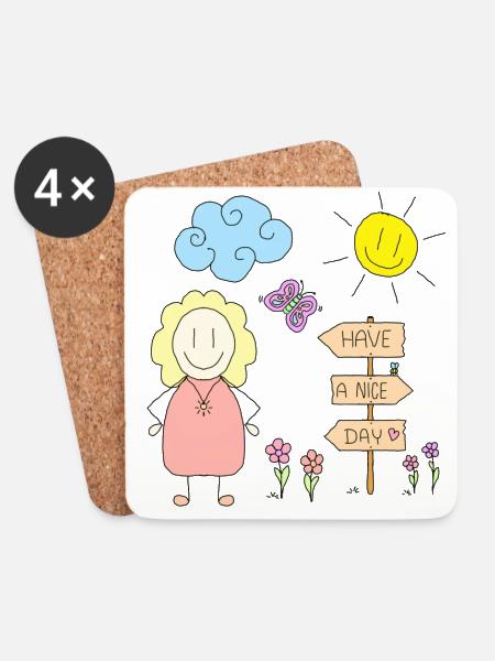 Have a nice day - Coasters (set of 4) - white
