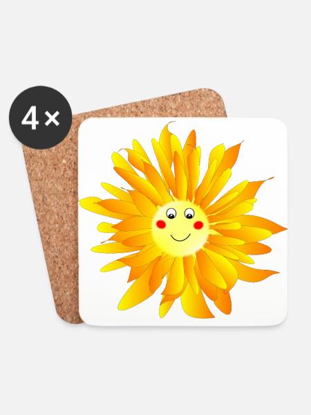 Blume mit Augen - Untersetzer (4er-Set) - Weiß