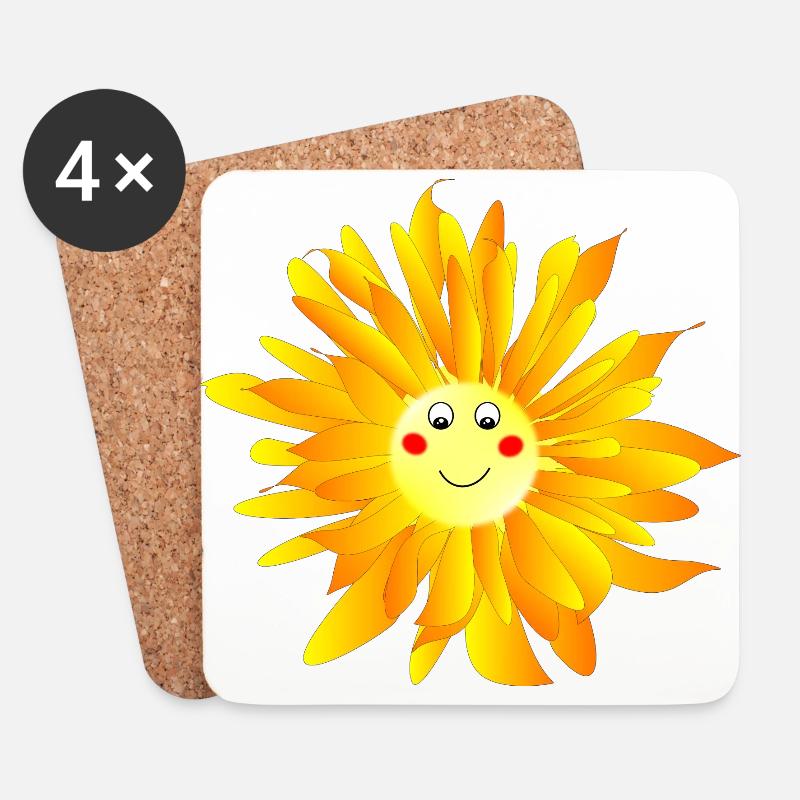 Blume mit Augen - Untersetzer (4er-Set) - Weiß