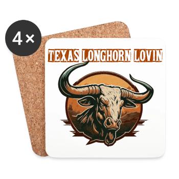Longhorn Texas Gift - Coasters (set of 4) - white - Front