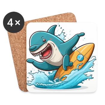 Shark Surfer - Coasters (set of 4) - white - Front