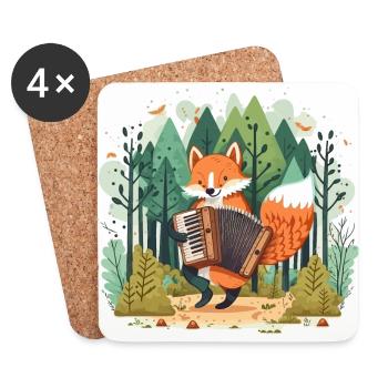 Musikalischer Fuchs - Untersetzer (4er-Set) - Weiß - Vorne