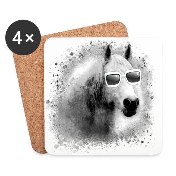 Schimmel, Pferd,weisses Pferd,sonnenbrille - Untersetzer (4er-Set) - Weiß - Vorne