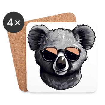 Koala mignon avec des lunettes de soleil - Dessous de verre (lot de 4) - blanc - Devant