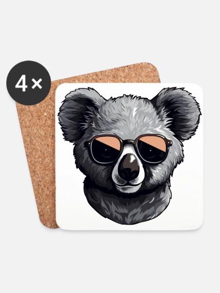 Süßer Koala mit Sonnenbrille - Untersetzer (4er-Set) - Weiß
