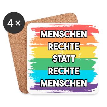 Menschenrechte statt rechte Menschen LGBT Vielfalt - Untersetzer (4er-Set) - Weiß - Vorne