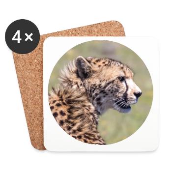 Idée Cadeau Photo Cheetah Afrique du Sud - Dessous de verre (lot de 4) - blanc - Devant