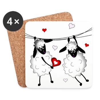Sheep goat lamb lambs sheep goat wool - Coasters (set of 4) - white - Front