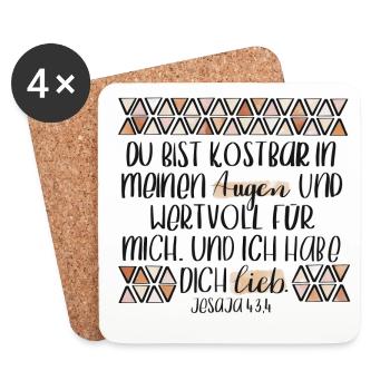 Du bist kostbar ... Jes 43,4 - Untersetzer (4er-Set) - Weiß - Vorne