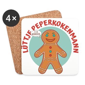 Lüttje Peperkokenmann Plattdeutsch - Untersetzer (4er-Set) - Weiß - Vorne