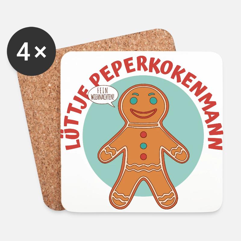 Lüttje Peperkokenmann Plattdeutsch - Untersetzer (4er-Set) - Weiß