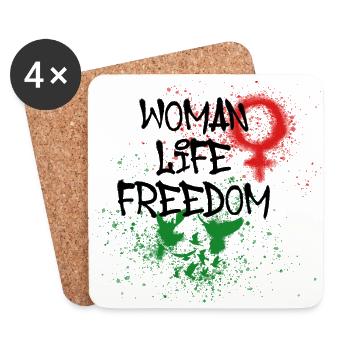 woman life freedom, vögel,iran,flagge,freiheit - Untersetzer (4er-Set) - Weiß - Vorne