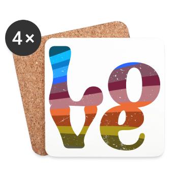 schrift,retro,bunt,typo,abstrakt,bunt,vintage - Untersetzer (4er-Set) - Weiß - Vorne