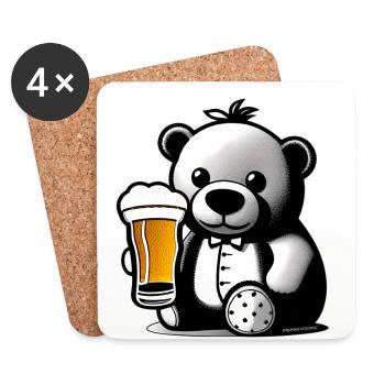 Teddy drinking Beer - Untersetzer (4er-Set) - Weiß - Vorne