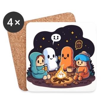 Fireside Tales: A Cozy Gathering of Friends - Coasters (set of 4) - white - Front