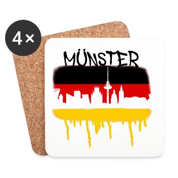 münster, deutschland, flagge, graffiti,skyline - Untersetzer (4er-Set) - Weiß - Vorne