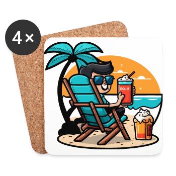 Entspannung am Strand - Untersetzer (4er-Set) - Weiß - Vorne