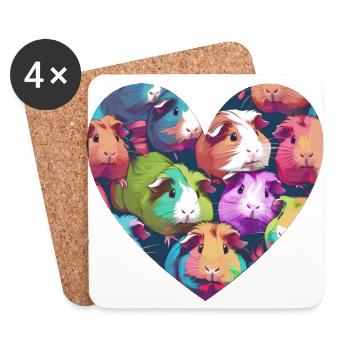 Meerschweinchen, illustration,Malerei,Herz - Untersetzer (4er-Set) - Weiß - Vorne