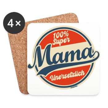 100% Super Mama: Unersetzlich & Stolz - Untersetzer (4er-Set) - Weiß - Vorne