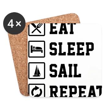 Eat Sleep Sail Repeat Sailor Skipper Captain Sailb - Untersetzer (4er-Set) - Weiß - Vorne