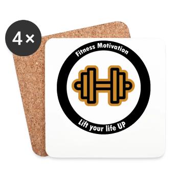 Fitness Motivation Haltère - Dessous de verre (lot de 4) - blanc - Devant