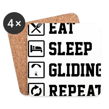 Eat Sleep Gliding Repeat Paragliding Parachute Par - Untersetzer (4er-Set) - Weiß - Vorne